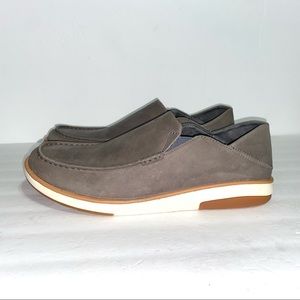 OluKai Mens Kalia Gray Leather Slip On Loafers Shoes Size US 13  - EUR 46